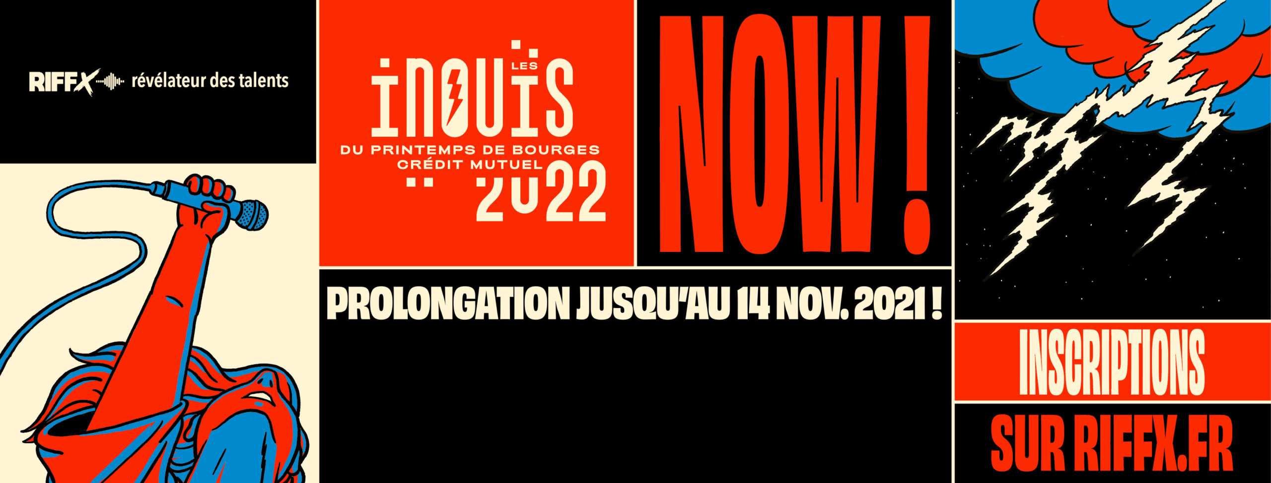 Affiche annonçant la prolongation de l'appel à candidature des INOUÏS 2022.